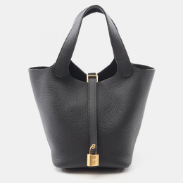 Hermes Picotin Lock Clemence Leather Black Tote 056289CC PM 1203514