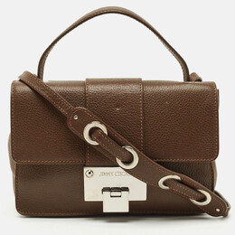 Jimmy Choo Brown Leather Rebel Flap Top Handle Bag 1203257