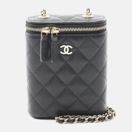 Chanel Matelassé Coco CC Black Calfskin Vanity Crossbody Chain Shoulder Bag GHW 1203444