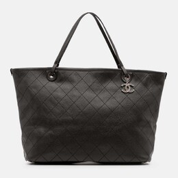 Chanel Black XL Quilted Caviar Shopping Fever Tote 1203237