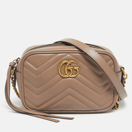 Gucci Dusty Pink Matelassé Leather GG Marmont Mini Camera Bag 1203231