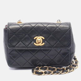 Chanel Mini Matelassé Coco CC Black Lamb Leather Chain Shoulder Bag 1203438