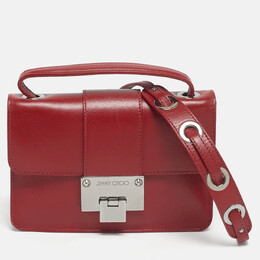 Jimmy Choo Red Leather Rebel Flap Top Handle Bag 1203323