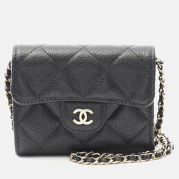 Chanel Matelasse Black Calfskin Ghw Crossbody Chain Shoulder Bag GHW 1203448