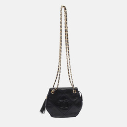 Chanel CC Logo Stitch Black Lambskin Chain Shoulder Bag 1203441