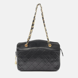 Chanel Matelasse Black Lambskin Leather Shoulder Bag 1203431