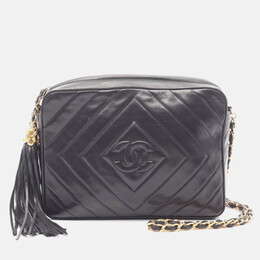 Chanel CC Logo Black Lambskin Quilting Chain Shoulder Bag GHW 1203459