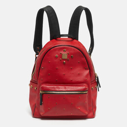 MCM Red/Black Visetos PVC Medium Studded Stark Backpack 1203181