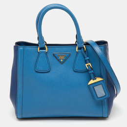 Prada Blue/Navy Blue Saffiano Lux Leather Small Galleria 2way Tote 1203221