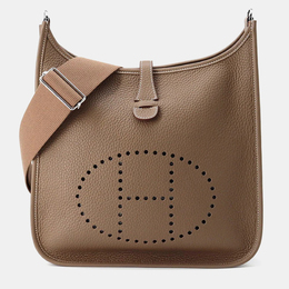 Hermes Evelyne III PM 29 Etoupe Taurillon Clemence Leather Shoulder Bag 1203150