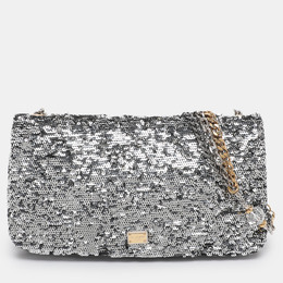 Dolce & Gabbana Silver Sequins Miss Charles Shoulder Bag 1203024