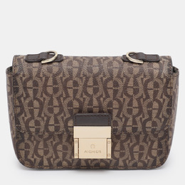 Aigner Beige/Brown Coated Canvas Crossbody Bag 1203019