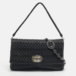 Miu Miu Black Matelassé Leather Crystals Chain Shoulder Bag 1202902