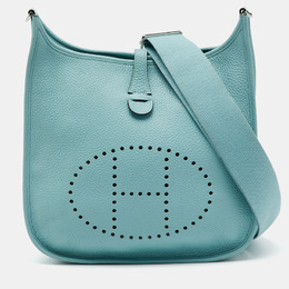 Hermes Bleu Atoll Taurillon Clemence Leather Evelyne III PM Bag 1202599