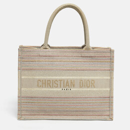 Christian Dior Multicolor Embroidered Stripes Canvas Medium Book Tote 1201195