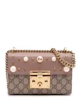 Gucci 2016-2025 Small GG Supreme Pearl Studded Padlock crossbody bag 31857194