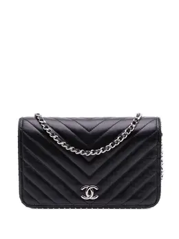 Chanel 2018-2019 Chevron Lambskin Studded Wallet On Chain crossbody bag 31859660