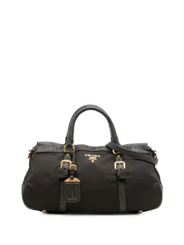 Prada 2000-2025 Vitello Daino Trimmed Tessuto Zip Top satchel 31856174