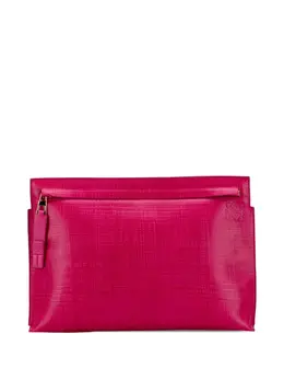 Loewe 2016 Large Linen Embossed Patent Anagram Repeat T Pouch clutch bag 31854753