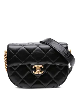 Chanel 2021-2025 CC Quilted Calfskin Round Moon Messenger Flap crossbody bag 31859273