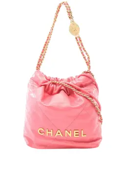 Chanel 2021-2025 Mini Shiny Calfskin Rainbow Hardware 22 Handbag satchel 31854928