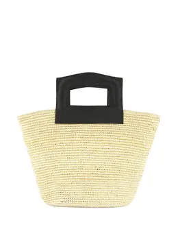 Sensi Studio straw leather-handle tote bag 30196495