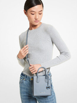 Сумка Michael Kors Mercer Extra-Small Pebbled Leather, голубой 35h1sm9c0l | pale blue