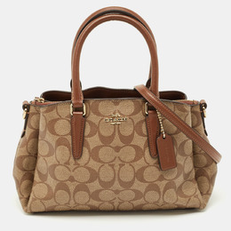 Coach Beige/Brown Signature Leather Mini Sage Carryall Satchel 1204093