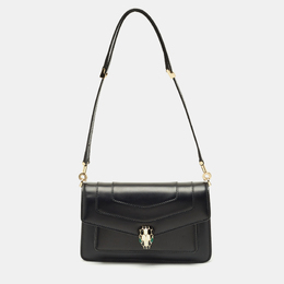 Bvlgari Black Leather Serpenti Forever East West Shoulder Bag 1204089