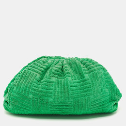 Bottega Veneta Green Terrycloth Fabric Teen The Pouch Clutch 1204051