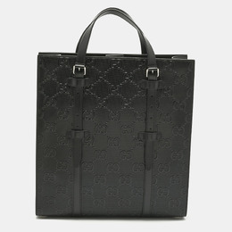 Gucci Black GG Embossed Leather Medium Tote 1203989
