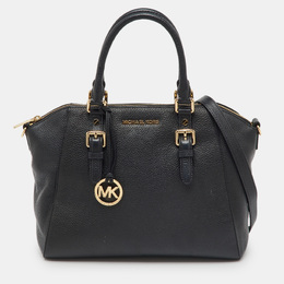 Michael Kors Black Leather LG TZ Zip Satchel 1203965