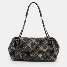 Chanel Black/Grey Tweed Patchwork CC Accordion Vintage Flap Bag 1203817