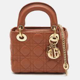 Christian Dior Brown Cannage Leather Mini Lady Christian Dior Tote 1203779