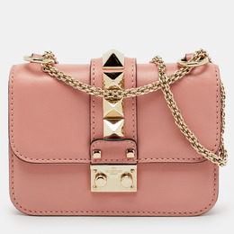 Valentino Peach Pink Leather Mini Rockstud Glam Lock Shoulder Bag 1203804