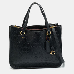 Coach Black Signature Embossed Leather Tyler Carryall Tote 1203682