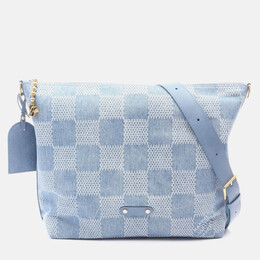 Louis Vuitton Vagabond Hobo Shoulder Bag Denim Leather Blue 1203656