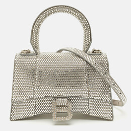 Balenciaga Grey Suede Crystal Embellished XS Hourglass Top Handle Bag 1203222