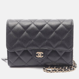 Chanel Matelasse Chain Shoulder Bag Wallet Calfskin Black Ghw Coco 1203481