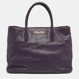 Miu Miu Purple Madras Leather Snap Tote 1198853