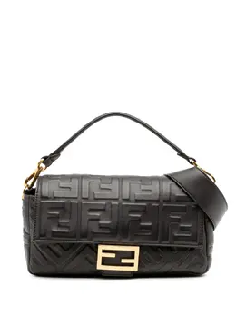 Fendi 2000-2010 Zucca Embossed Leather Baguette satchel 31868383