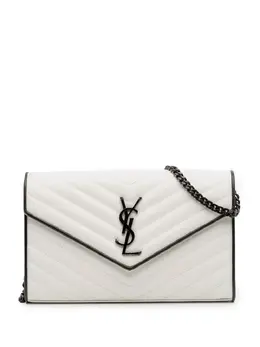 Saint Laurent 2017 Grain De Poudre Matelasse Chevron Monogram Chain Wallet crossbody bag 31867856