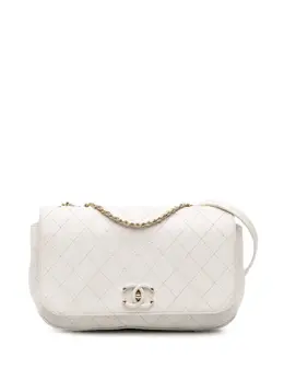 Chanel 2019 Medium Stitched Calfskin Covered CC Flap crossbody bag 31869376