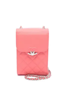 Chanel 2019 CC Quilted Caviar Phone Holder with Chain crossbody bag 31866397