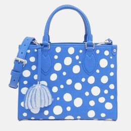 Louis Vuitton Yayoi Kusama On The Go PM Blanc, Blue Monogram Empreinte Leather Shoulder Bag 1204259