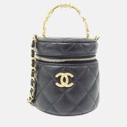 Chanel Vanity Black Leather Top Handle Bag 1204240