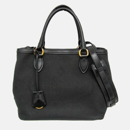 Prada Logo Black Jacquard/Leather Shoulder Bag 1203948