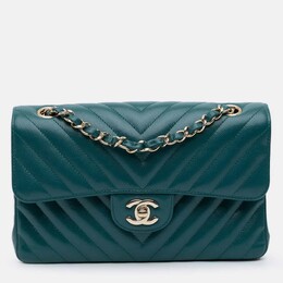 Chanel Classic Small Blue Tone Chevron Caviar Leather Double Flap Bag 1204763