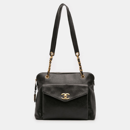 Chanel Black Caviar Front Pocket Chain Tote 1204737
