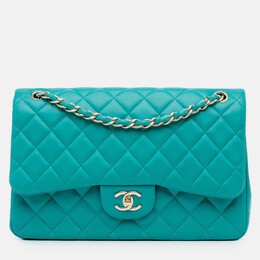 Chanel Classic Double Flap Jumbo Blue Lambskin Shoulder Bag 1204785